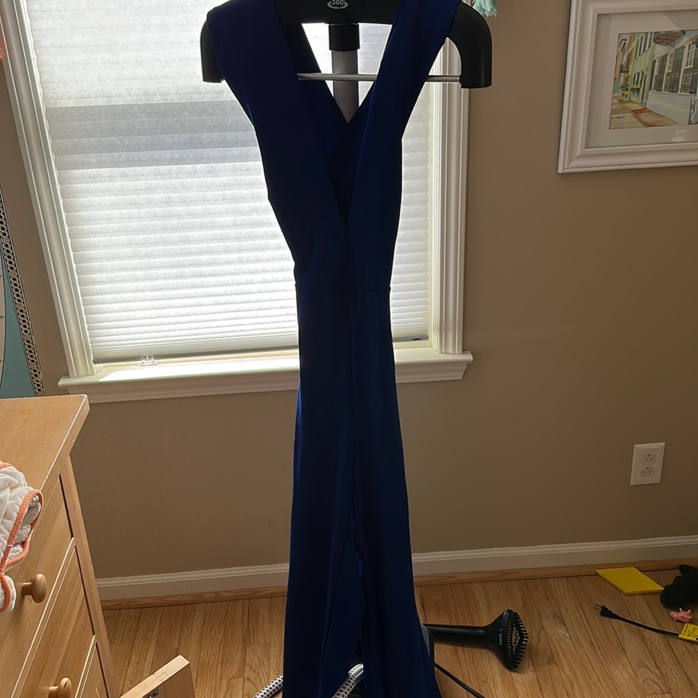 Blue low cut jumpsuit